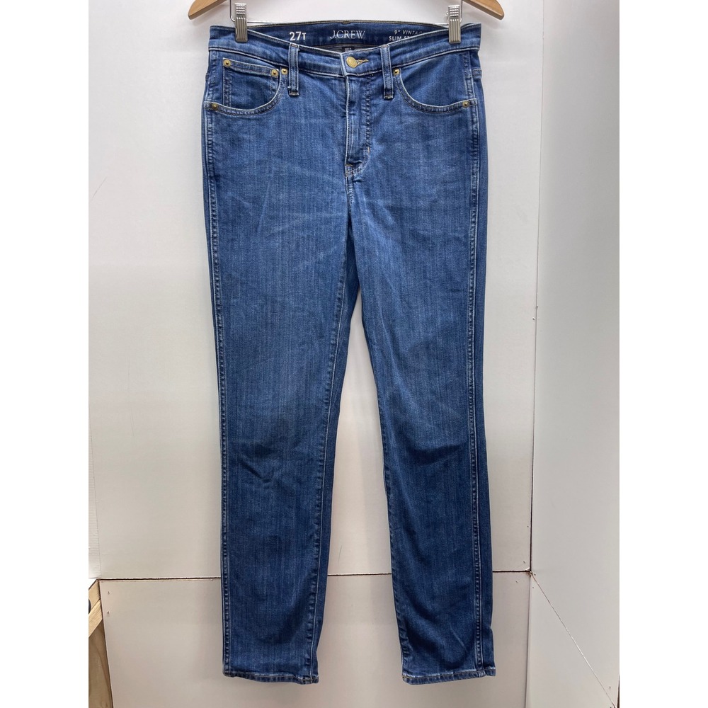 J.Crew 9" Vintage‎ Slim Straight Jeans Tall 27T Medium Wash Blue Denim 0670008